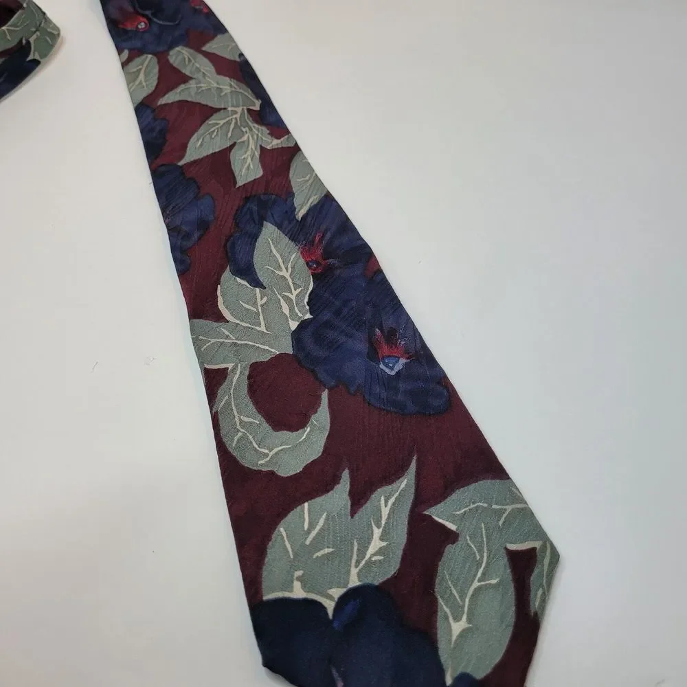 Abercrombie & Fitch Men's Blue, Green, Maroon Floral Print 100% Silk Made In USA